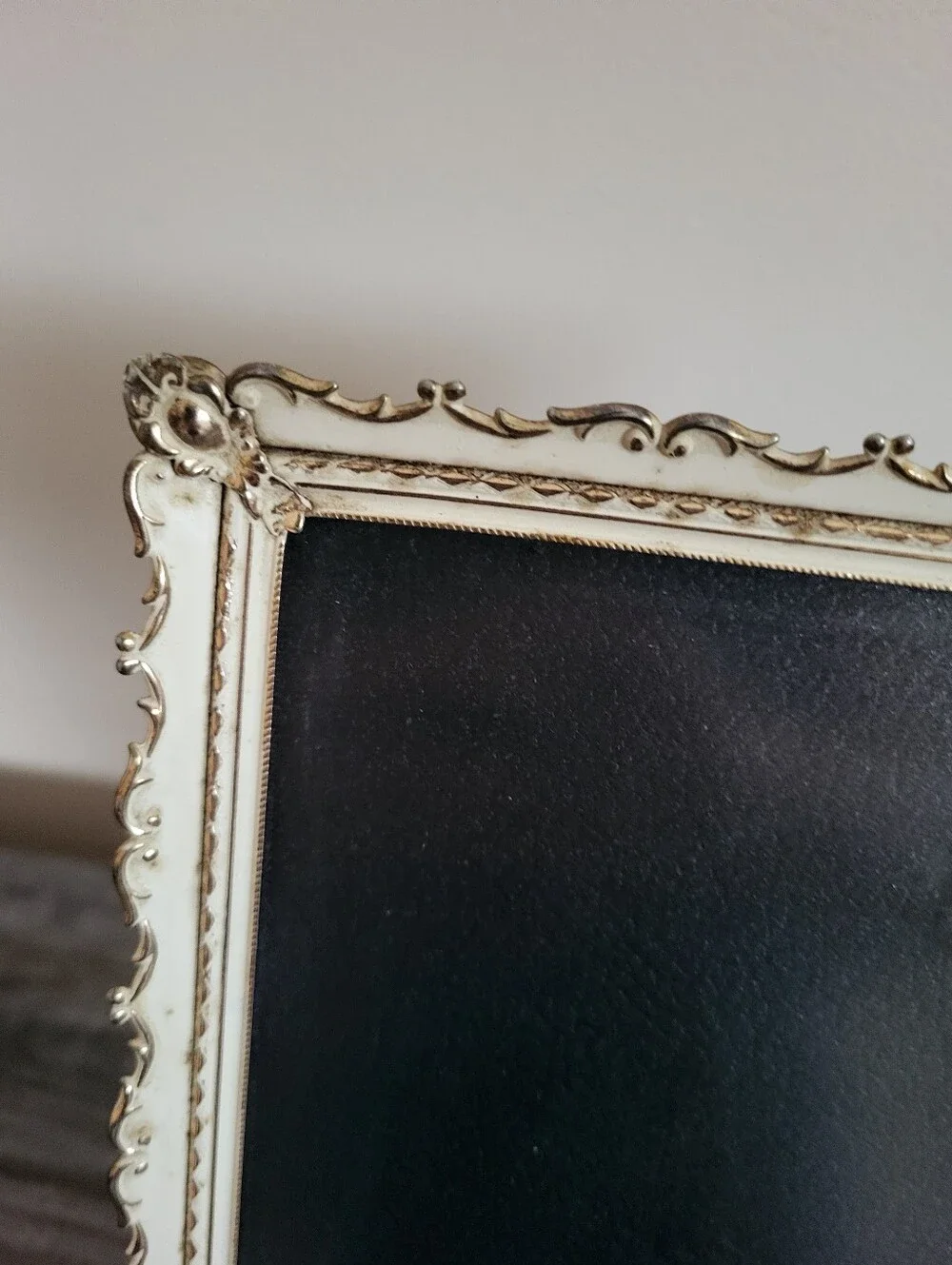 Vintage Gold Metal & Enamel Picture Frame Fits 8x10 Glass Cover